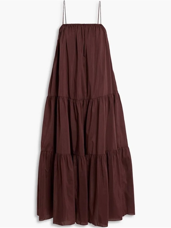 Matteau Dresses & Skirts - Matteau Burgundy Tiered Maxi Dress with Spaghetti Straps